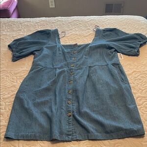 Old Navy Blue Denim Smocked Dress
